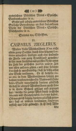 II. Casparus Zieglerus