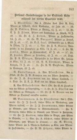 217-219 Personalnachrichten aus der Erzdiözese Köln