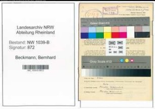 Entnazifizierung Bernhard Beckmann , geb. 20.06.1896 (Studienrat)