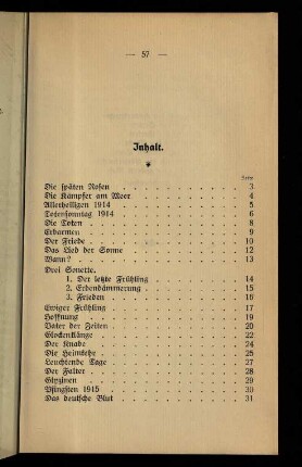57-58, Inhaltsverzeichnis