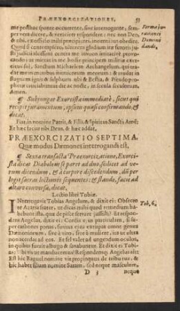 Praeexorcizatio Septima. Quae modus Daemones interrogandi est.