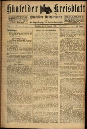 Ausgabe vom Dienstag, den 02. Januar 1923.