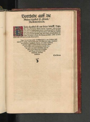 Vorrhede auff die Ander Epistel S. Pauli / An Timotheon.