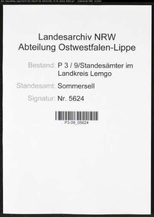 Sterberegister Standesamt Sommersell