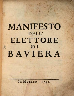 Manifesto Dell' Elettore Di Baviera