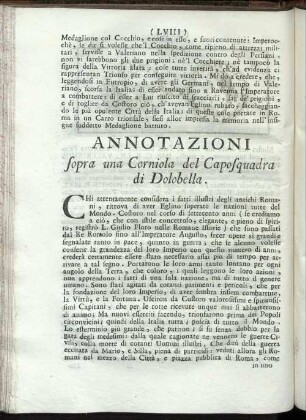 Annotazioni sopra una Corniola del Caposquadra di Dolobella.