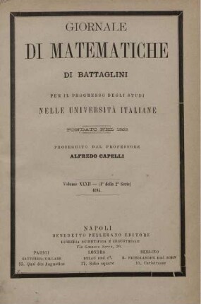 32: Giornale di matematiche di Battaglini