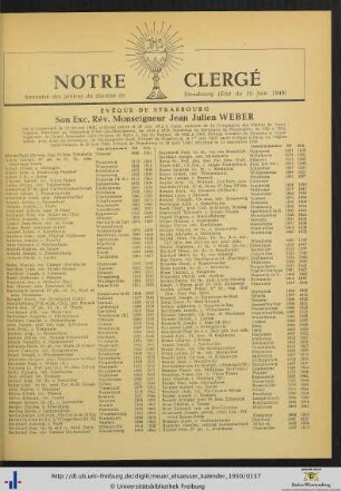 Notre Clergé: Annuaire des prêtres du diocèse de Strasbourg (Etat du 15 juin 1949).