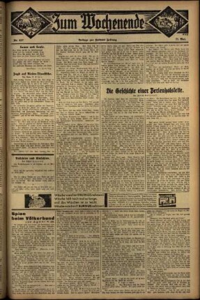Zweite Ausgabe vom Sonntag, den 21. Mai 1933.