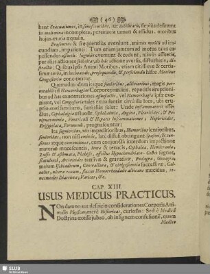 Cap. XIII. Usus Medicus Practicus