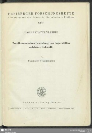 Zur ökonomischen Bewertung von Lagerstätten nutzbarer Rohstoffe