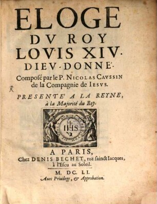 Eloge du roy Louis XIV.
