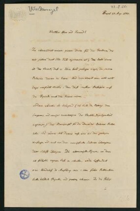 Brief vom 22. August 1850