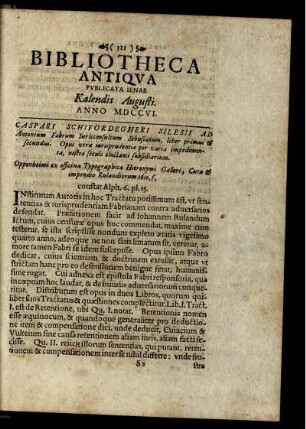 Kalendis Augusti. Anno MDCCVI.