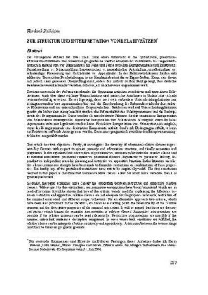 Zur Struktur und Interpretation von Relativsätzen