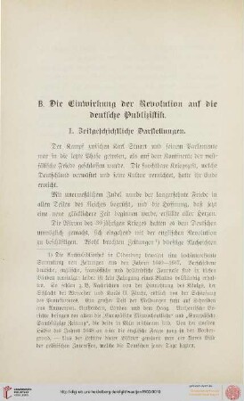 B. Die Einwirkung der Revolution auf die deutsche Publizistik