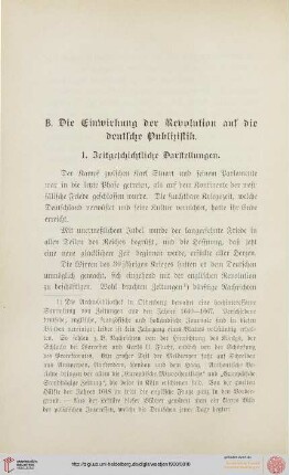 B. Die Einwirkung der Revolution auf die deutsche Publizistik