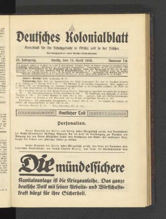 15. April1918. Nummer 7/8.