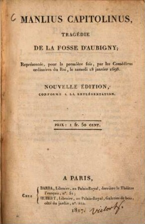 Manlius Capitolinus : tragédie