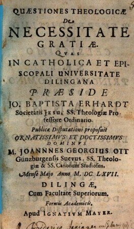 Quaestiones theol. de necessitate gratiae