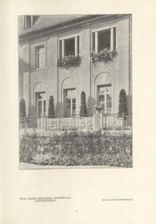 Villa Franz Wertheim, Grunewald, Jagowstrasse. Detail der Gartenfassade