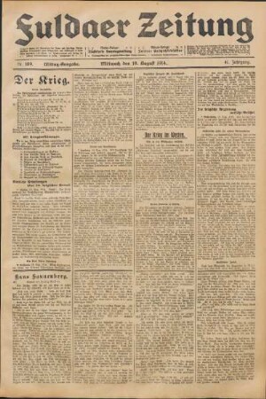Ausgabe vom Mittwoch, den 19. August 1914.