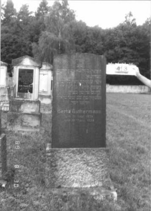 Grabstein 43 (Index: 99609679) Material: Granit Zustand: gut Maße HxBxT: 163x65x18 cm Beschreibung: Stele, unregelmäßiger Abschluß, getreppter Sockel Besonderheit: letzte Beerdigung: Grabstein 43