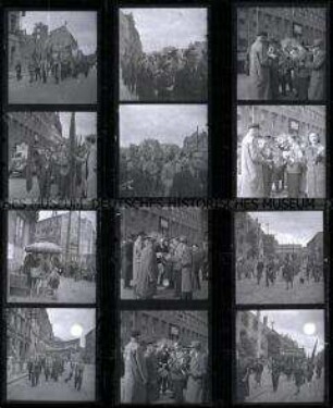 Schwarz-Weiß-Negative mit Aufnahmen von Mai-Demonstrationen 1948 in Berlin Unter den Linden