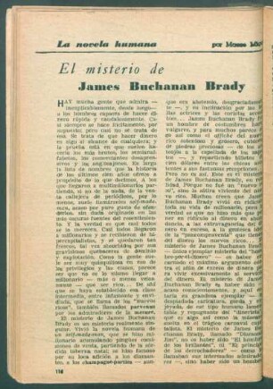 El misterio de James Buchanan Brady : La novela humana