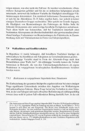 7.9.1 Reaktionen in vorgegebenen (hypothetischen) Situationen