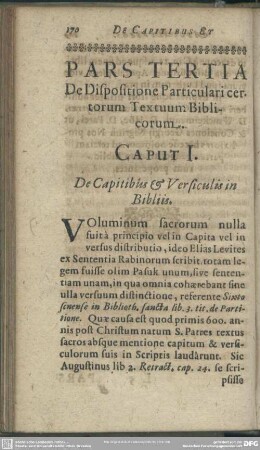 Pars Tertia, De Dispositione Particulari certorum Textuum Biblicorum