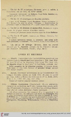 Livres et recueils (Nr. 1017 - 1175)