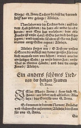 Ein anders schœnes Lied/ von der heiligen Frawen S. Anna.