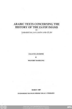 Aḫbār aʾima az-zaidīya : fī Ṭabaristān wa-Dailamān wa-Ǧīlān