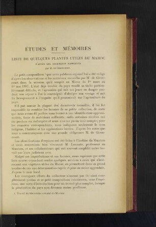 Études Et Mémoires.