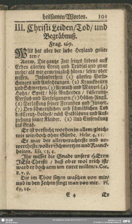 III. Christi Leiden, Tod und Begräbnuß