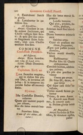 XVI-XXVI, Commune Confess. Pontif.; ...