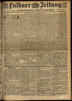 Erste Ausgabe vom Samstag, den 16. September 1899.