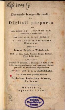 Dissertatio inauguralis medica de Digitali purpurea