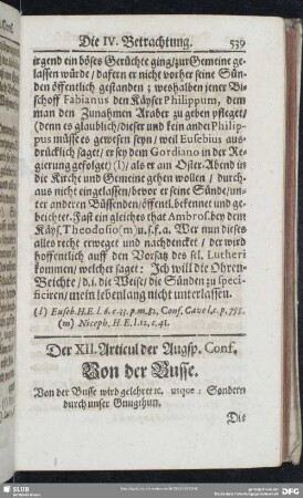 Der XII. Articul der Augsp. Conf. Von der Busse