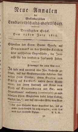 Dreyßigstes Stück. Den 25sten July 1815.