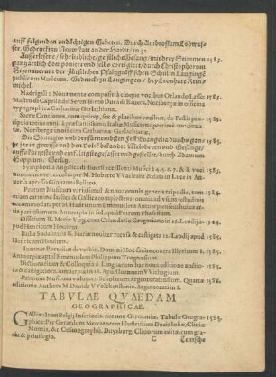 Tabulae Quaedam Geographicae.