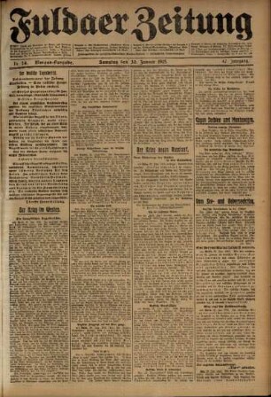 Erste Ausgabe vom Samstag, den 30. Januar 1915.
