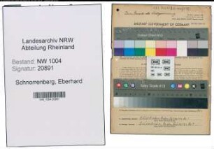 Entnazifizierung Eberhard Schnorrenberg , geb. 16.09.1908 (Maschinist)