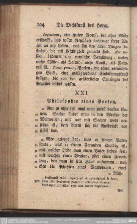 XXI. Philosophie eines Poeten
