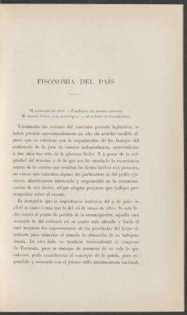 Fisonomía del país : El centenario de 1816. - Fundación del Ateneo Nacional. - El coronel Calaza, nota necrológica. - Al rededor de los ministros.