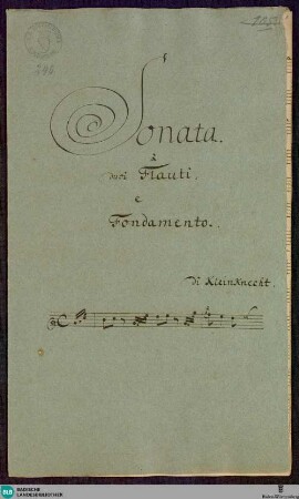 Sonatas - Mus. Hs. 240 : fl (2), bc; C; Krause-PichlerK 1991 p.165 DelK p.283 GroT 3380-C