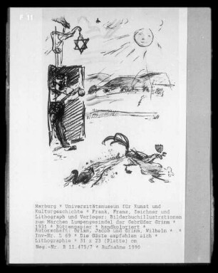 Bilderbuchillustrationen zum Märchen Lumpengesindel der Brüder Grimm — Die Gäste empfehlen sich