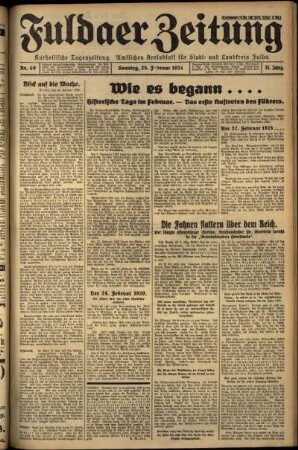 Erste Ausgabe vom Sonntag, den 25. Februar 1934.