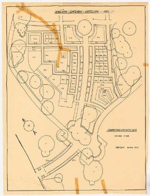 Ausstellungsgarten Jubiläums-Gartenbau-Ausstellung 1926, Dresden: Lageplan Sonnenblumenfelder 1:200
